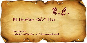 Milhofer Célia névjegykártya